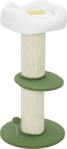 AllMyPets Albero Tiragraffi per Gatti Alto 92 cm con Palo in Sisal e Lettino a Forma di Fiore colore Verde - R333GN