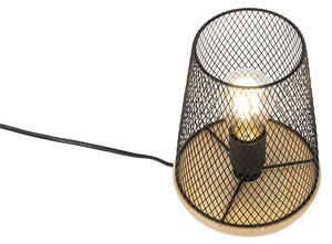 Lampada da tavolo di design nera con legno - Bosk