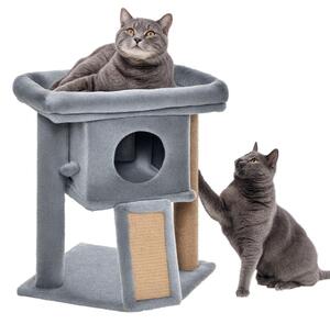 AllMyPets Albero Tiragraffi per Gatti con Casetta, Lettino in Peluche e Pallina colore Grigio - L3568GY