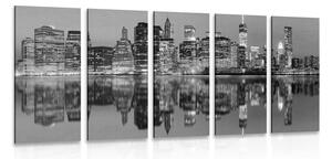 Quadri 5 pezzi – Città di Manhattan in bianco e nero