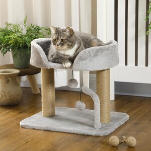 AllMyPets Albero Tiragraffi per Gatti in Juta, Lettino e Palline 48x38x42 cm colore Grigio - LGZ370
