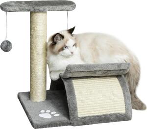 AllMyPets Albero Tiragraffi per Gatti in Peluche con Palo in Sisal, Cuccia e 2 Palline 40x30x43 cm colore Grigio - A39GYAO10