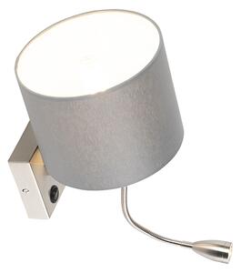 Applique moderna in acciaio con paralume grigio - Brescia