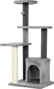 AllMyPets Albero Tiragraffi per Gatti Multilivello Alto 103 cm con Pali Tiragraffi in Sisal Casetta e Pallina in Peluche colore Grigio - W684GY