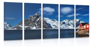 Quadri 5 pezzi – Paesaggio notturno in Norvegia