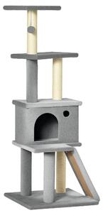 AllMyPets Albero Tiragraffi per Gatti Multilivello con Casetta, Scala, Pallina e Pali in Sisal, 48x48x125 cm colore Grigio - L359477