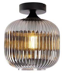 Plafoniera Art Déco nera con vetro fumé - Karel