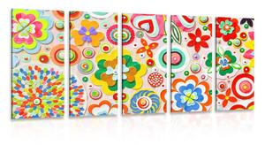 Quadri 5 pezzi – Astrazione di fiori