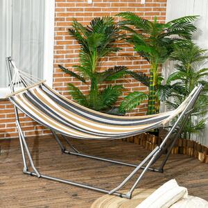 VivaGarden Amaca da Giardino Autoportante con Supporto Pieghevole in Cotone e Acciaio 270x100x94 cm colore Grigio