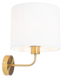 Applique da parete classica in tessuto oro con paralume bianco - Cas
