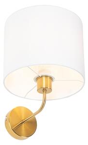 Applique da parete classica in tessuto oro con paralume bianco - Cas