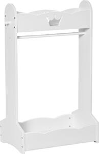 DecHome Appendiabiti per Cameretta con Asta Ganci e Ripiani in Legno Guardaroba a Giorno per Bambini 63x37x103cm colore Bianco