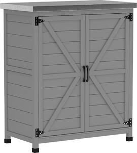 VivaGarden Armadietto da Esterno / Balcone Antipioggia con Ripiano e Banco da Lavoro in Legno e Acciaio 79x43x92 cm colore Grigio