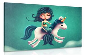 Stampa su tela – Sirenetta con unicorno