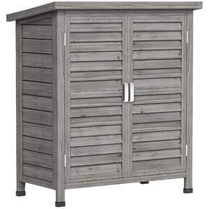 VivaGarden Armadietto da Esterno / Balcone in Legno di Abete 2 Ante 2 Ripiani Dimensioni 87x46.5x96.5 cm colore Grigio
