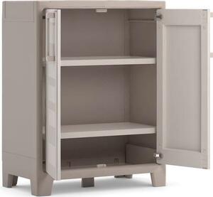 KIS Armadietto da Esterno / Balcone in Plastica Antipioggia 2 ante 2 ripiani Dimensioni 44x80x100 cm colore Beige - Gulliver