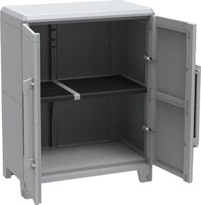 TERRY Armadietto da Esterno / Balcone in Resina Antipioggia 2 ante 1 ripiano Dimensioni 78x43x101 cm colore Grigio - Modular 2