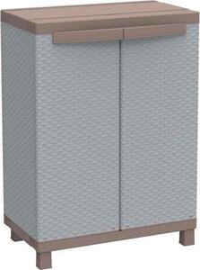 TERRY Armadietto da Esterno / Balcone in Resina Antipioggia 2 ante 1 ripiano Dimensioni 68x39x91 cm colore Grigio/Tortora