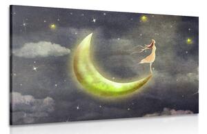 Quadro su tela – Ragazza sulla luna