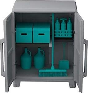 TERRY Armadietto da Esterno / Balcone in Resina Antipioggia 2 ante 1 ripiano Dimensioni 78x43x101 cm colore Grigio - Modular 2