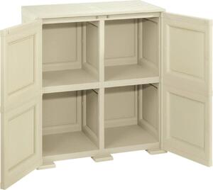 Tontarelli Armadietto da Esterno / Balcone in Resina Antipioggia 2 ante 1 ripiano Dimensioni 79x43x85,5 cm colore Angora - Omnimodus