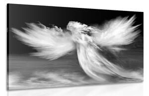Stampa su tela – Figura d'angelo tra le nuvole in bianco e nero