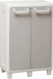 Urban Armadietto da Esterno / Balcone in Resina/Plastica Antipioggia 2 ante 1 ripiano colore Grigio