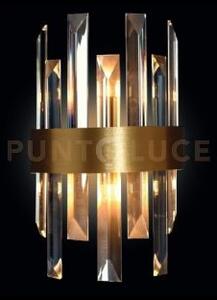 Lampada da parete zenna, oro satinato, cristallo trasparente, 2luci