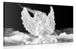 Stampa su tela – Angioletto attento in bianco e nero nel cielo