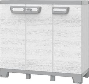 TERRY Armadietto da Esterno / Balcone in Resina Antipioggia 3 ante 1 ripiano Dimensioni 102x39x93,5 cm colore Grigio