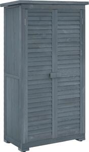 VivaGarden Armadio da Esterno / Balcone Antipioggia in Legno con 2 Porte a Persiana e Ripiani Interni 87x46.5x160 cm colore Grigio
