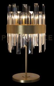 Lampada da tavolo zenna, oro satinato, cristallo trasparente, 6 luc