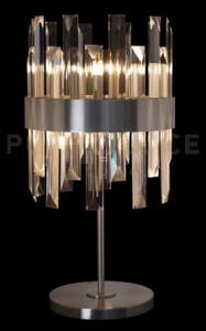 Lampada da tavolo zenna, nichel satinato, cristallo trasparente, 6 