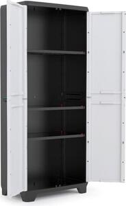 KIS Armadio da Esterno / Balcone in Plastica Antipioggia 2 ante 3 ripiani Dimensioni 39x68x173 cm colore Nero/Bianco - Linear