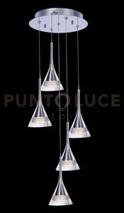 Jewel, lampada a sospensione, cristallo trasparente, cromo, led 30w