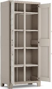 KETER Armadio da Esterno / Balcone in Plastica Antipioggia 2 ante 4 ripiani Dimensioni 44x80x182 cm colore Grigio - Gulliver Multispace