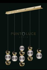Lampada a sospensione brillante, luminosa, oro lucido, led 27w, lum
