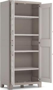 KIS Armadio da Esterno / Balcone in Plastica Antipioggia 2 ante 4 ripiani Dimensioni 80x44x182 cm colore Beige - Gulliver