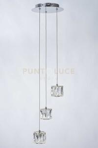 Lampada a sospensione rotonda glacier 3 luci, led 10,8w 690lm 3000k