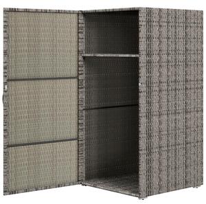 VivaGarden Armadietto da Esterno / Balcone in Rattan PE 1 Anta 1 Ripiano Dimensioni 60x63x120 cm colore Grigio