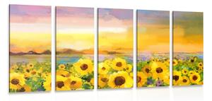 Quadri 5 pezzi – Campo di girasoli