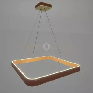 Leather milano lampadario sospeso quadrato oro con pelle marrone, l
