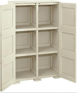 Tontarelli Armadio da Esterno / Balcone in Resina Antipioggia 2 ante 2 ripiani Dimensioni 79x43x125 cm colore Angora - Omnimodus