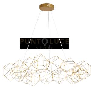 Lampada a sospensione lineare lucciola 15, ottone, led 3000k 72w, 5