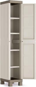 KIS Armadio da Esterno / Balcone in Resina Antipioggia 1 anta 4 ripiani Dimensioni 33x45x182 cm colore Grigio/Tortora - Excellence