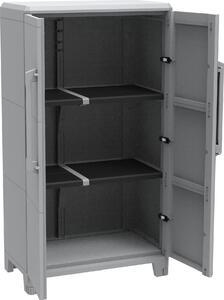 TERRY Armadio da Esterno / Balcone in Resina Antipioggia 2 ante 2 ripiani Dimensioni 78x44x143 cm colore Grigio - Modular 3