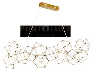 Lampada a sospensione lineare lucciola 12 ottone, led 3000k 57,6w, 
