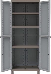 TERRY Armadio da Esterno / Balcone in Resina Antipioggia 2 ante 3 ripiani Dimensioni 68x39x170 cm colore Grigio/Tortora