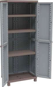 TERRY Armadio da Esterno / Balcone in Resina Antipioggia 2 ante 3 ripiani Dimensioni 68x39x170 cm colore Grigio/Tortora