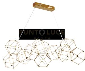 Lucciola 10 lampada a sospensione lineare, ottone, led 3000k 48w, 3